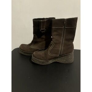 Yellow Box‎ Boots Brown Women's Leather Size 8.5 Wedge Heel Winter